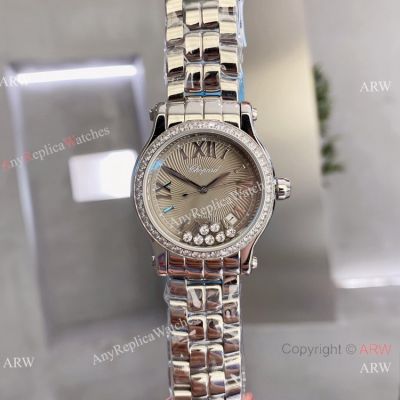 Knockoff Chopard Happy Sport quartz Watch Rhodium Grey Stainless Steel